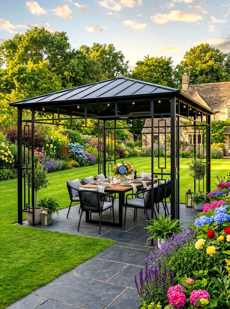 Metal garden pavilion - 30 garden gazebo ideas