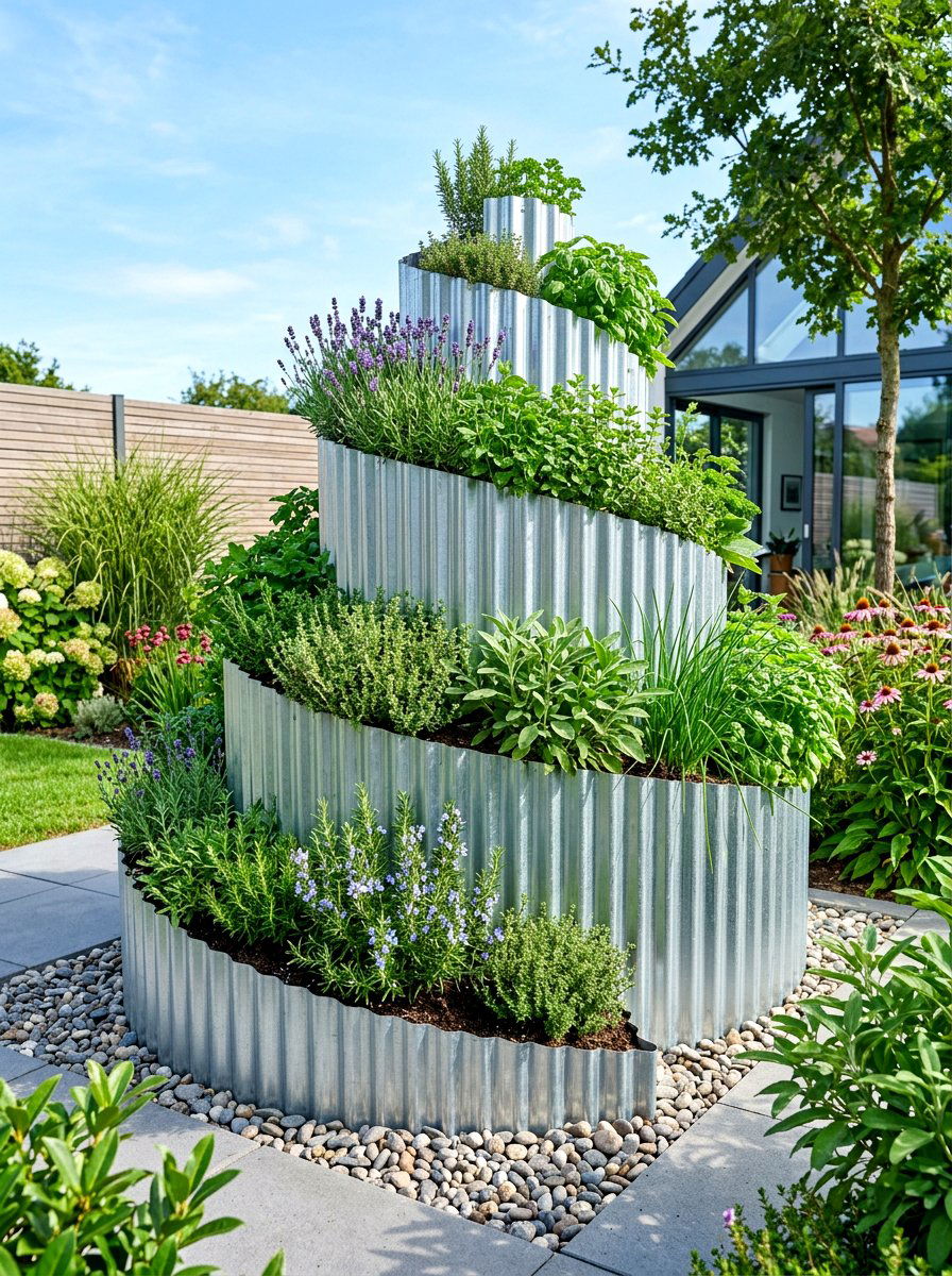 Metal herb spiral - 30 herb spiral ideas