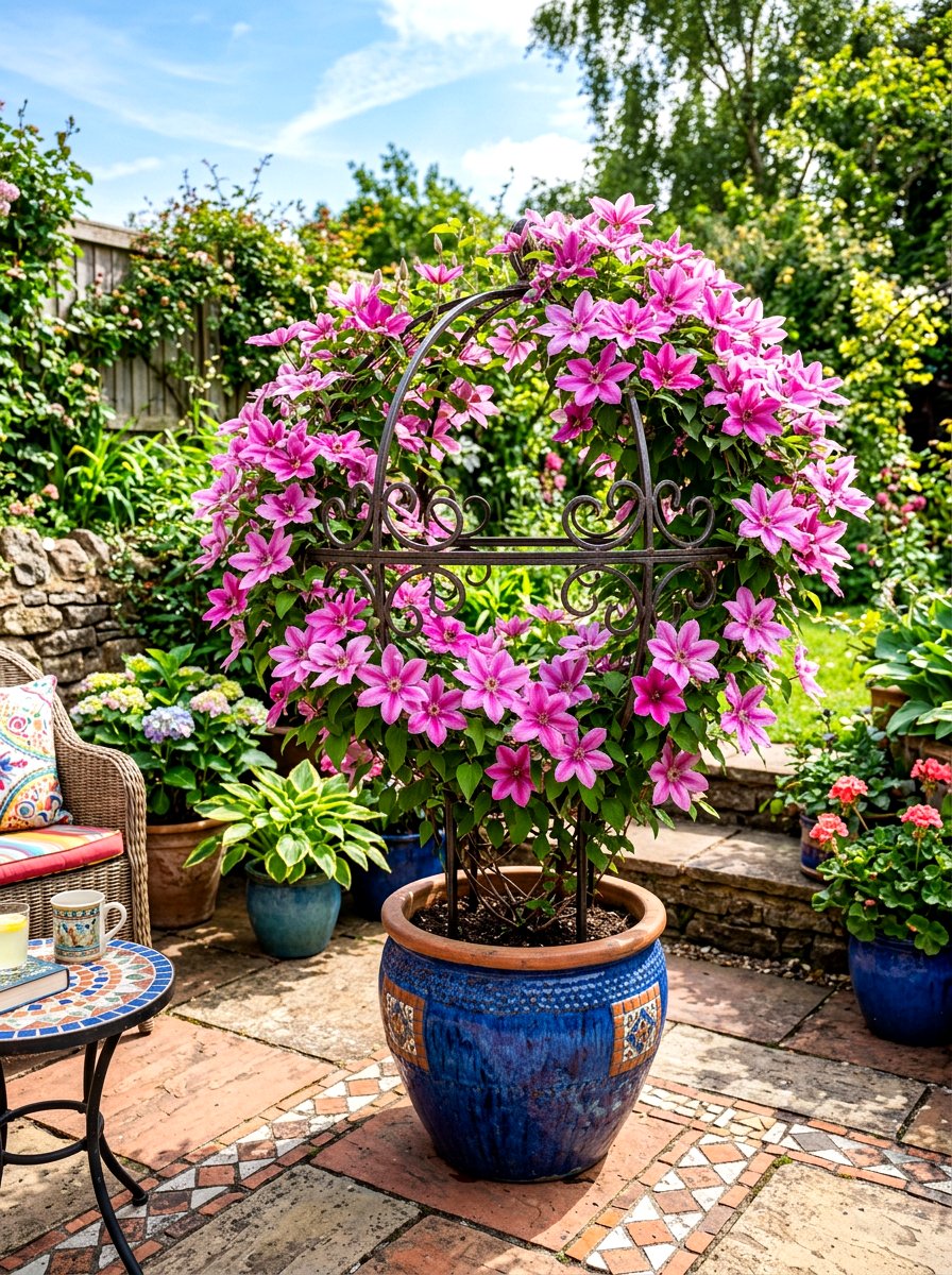 Metal hoop trellis - 30 clematis trellis ideas