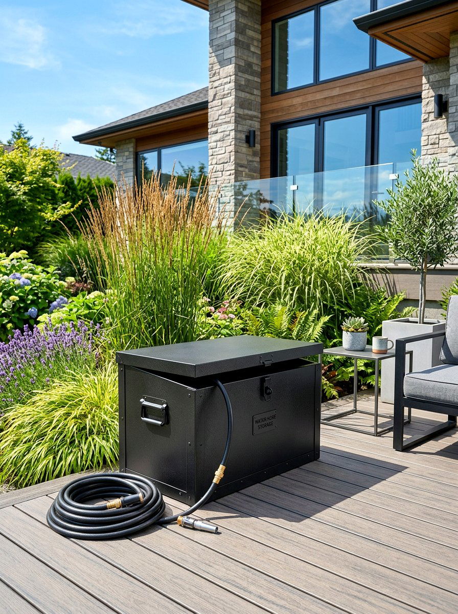 Metal hose storage chest - 30 hose reel hideaway ideas