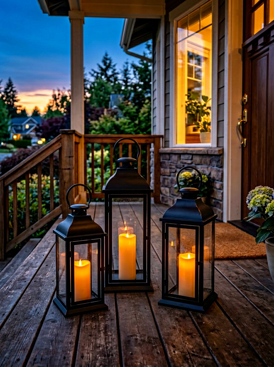 Metal lantern set - 30 porch corner decor ideas
