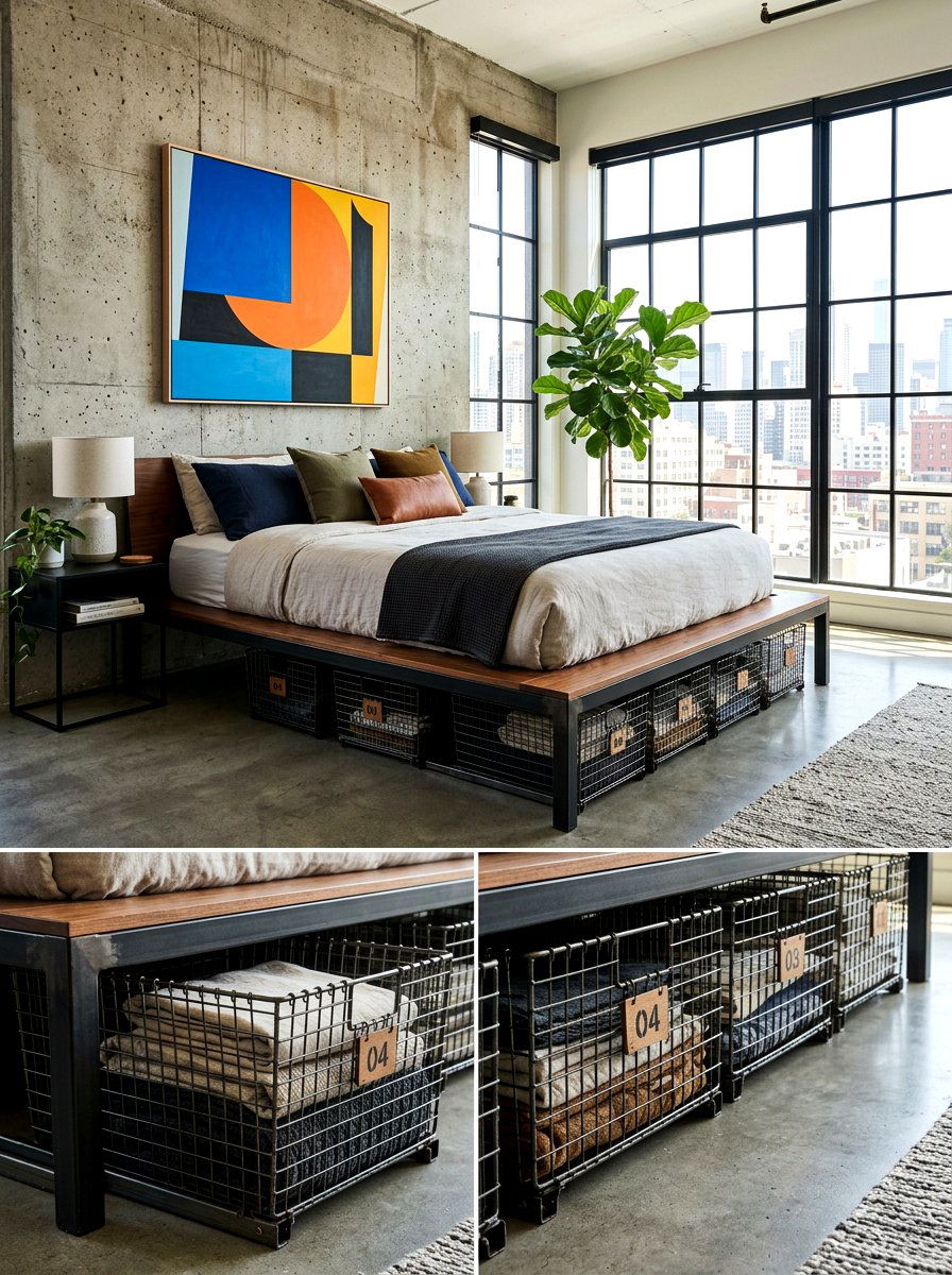 Metal locker baskets - 30 under bed storage ideas