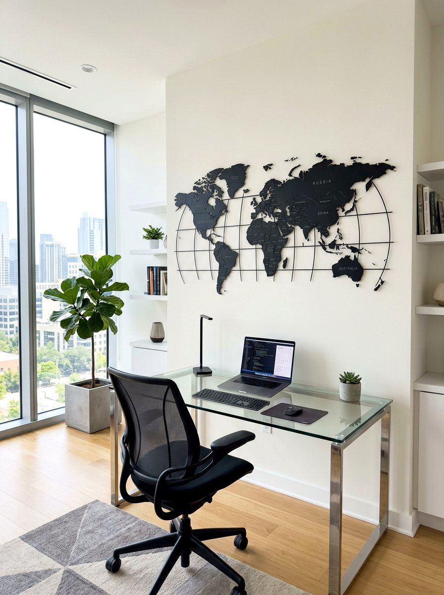 Metal map decor - 30 long wall decor ideas