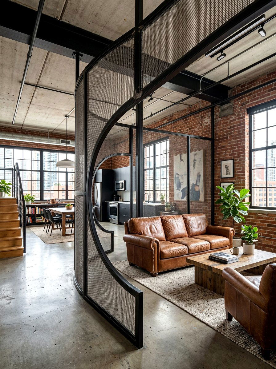 Metal mesh curved partition - 30 curved partition wall ideas