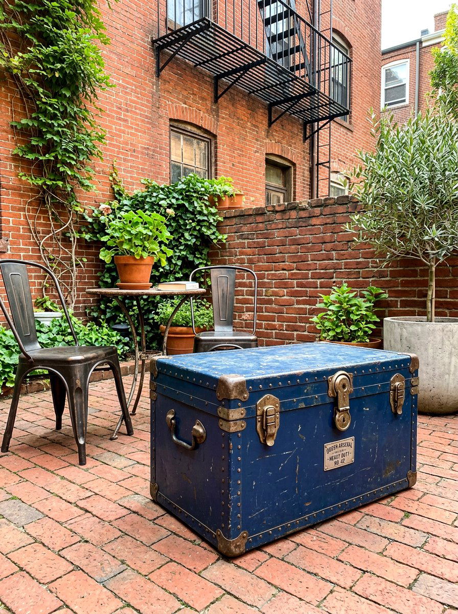 Metal outdoor storage trunk - 30 deck box ideas