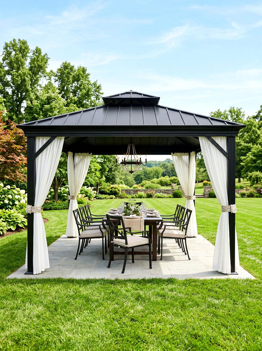 Metal patio cover gazebo - 30 metal patio cover ideas