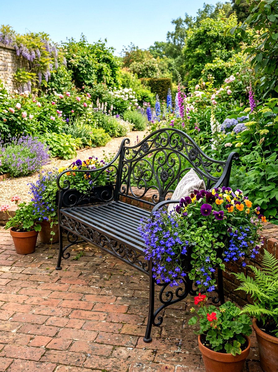 Metal planter bench - 30 patio bench with planter ideas