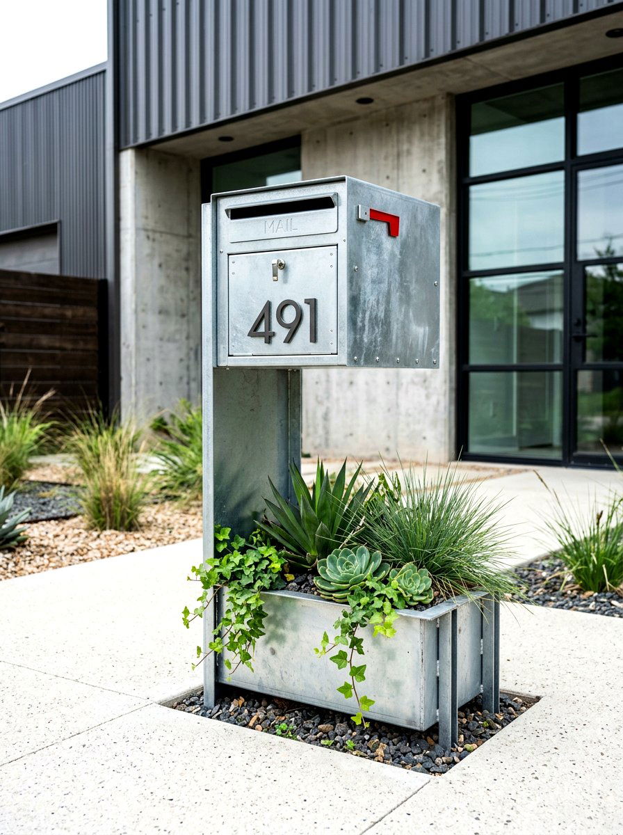 Metal planter box mailbox - 30 mailbox planter box ideas