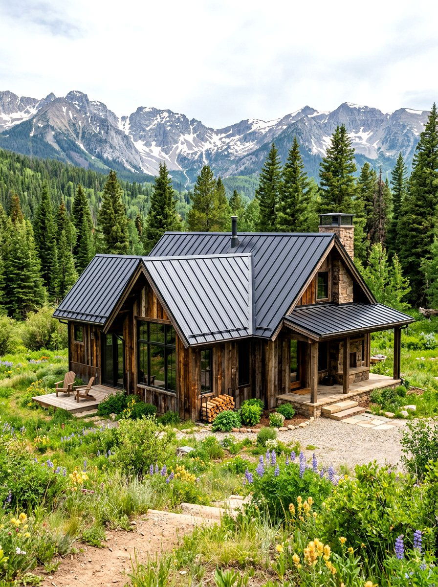 Metal roof rustic cabin - 30 cabin exterior ideas