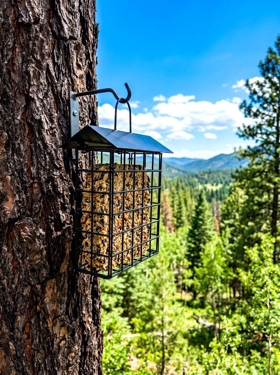 Metal suet cage bird feeder - 30 bird feeder garden ideas