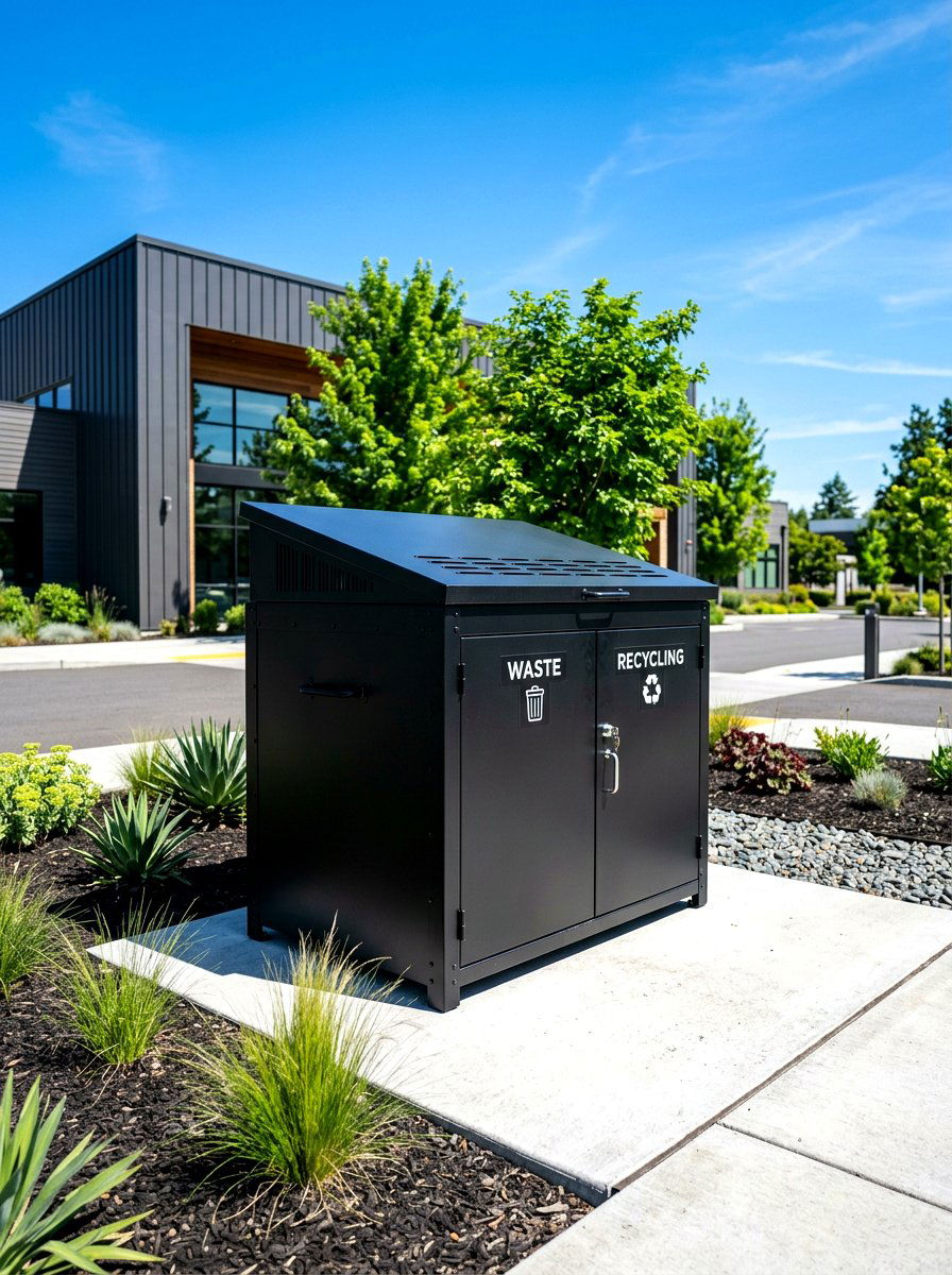 Metal trash bin box - 30 trash can enclosure ideas
