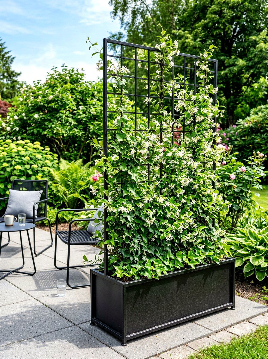 Metal trellis planter box - 30 privacy planter screen ideas