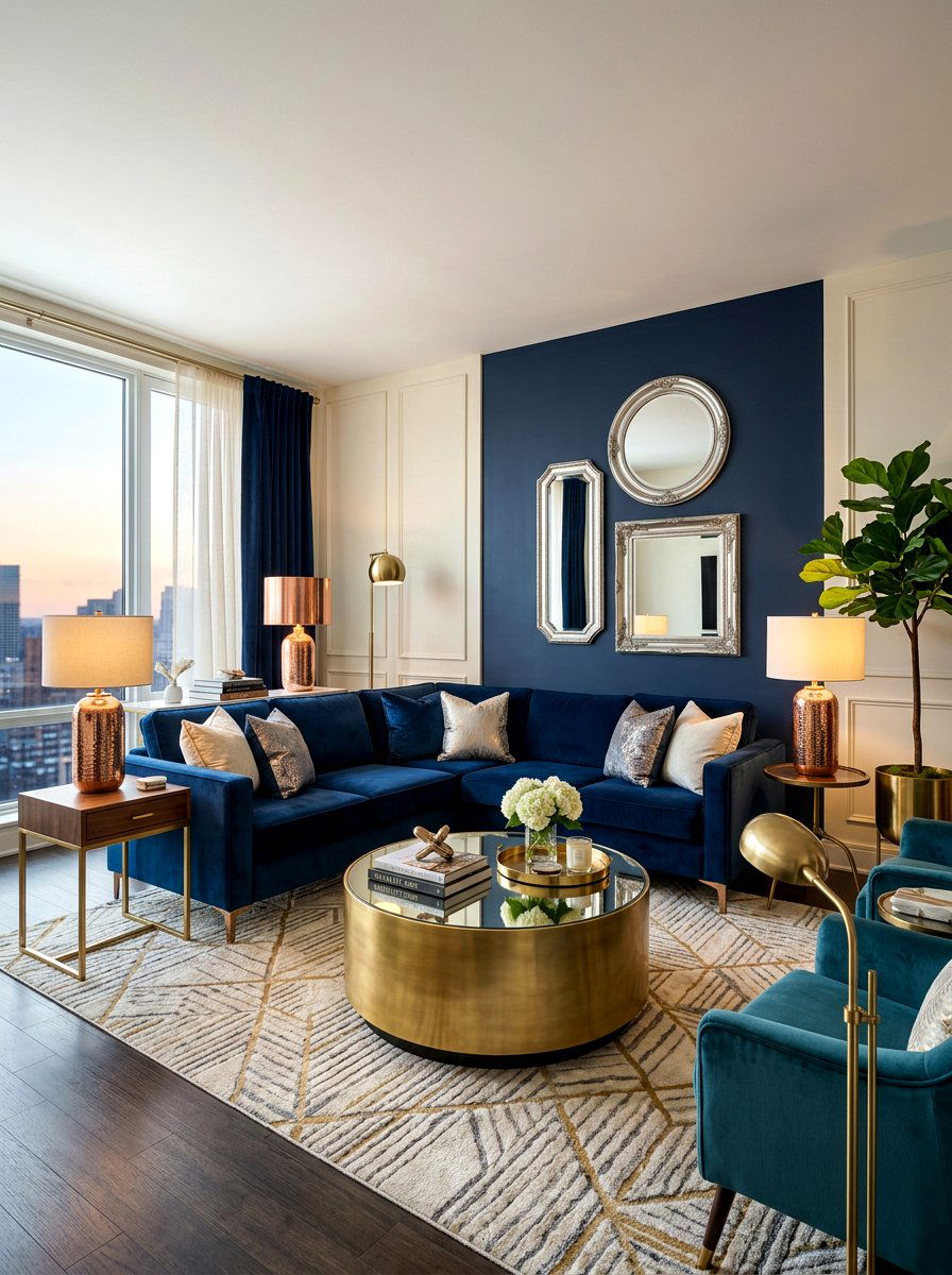 Metallic Accents - 30 artful living room ideas