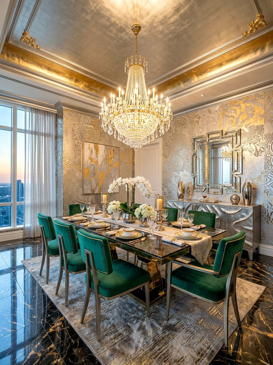 Metallic Dining Room Wallpaper - 30 dining room wallpaper ideas