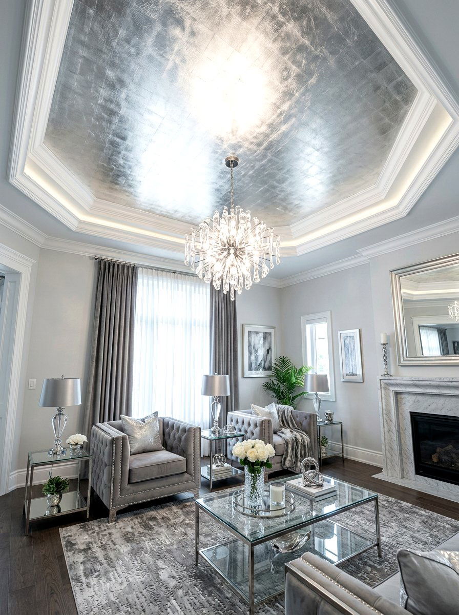 Metallic Finish Tray Ceiling - 30 tray ceiling ideas