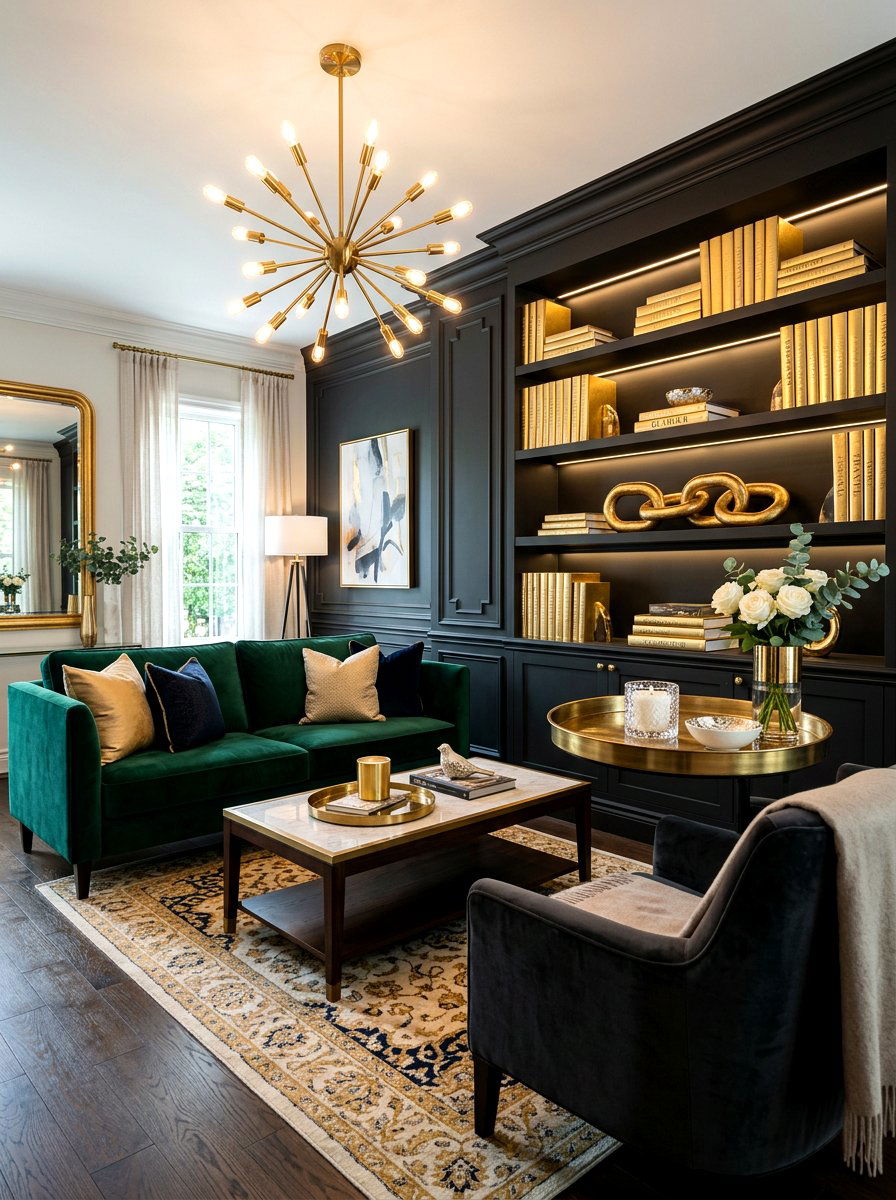 Metallic Gold Accent Table Styling - 30 coffee table book styling ideas