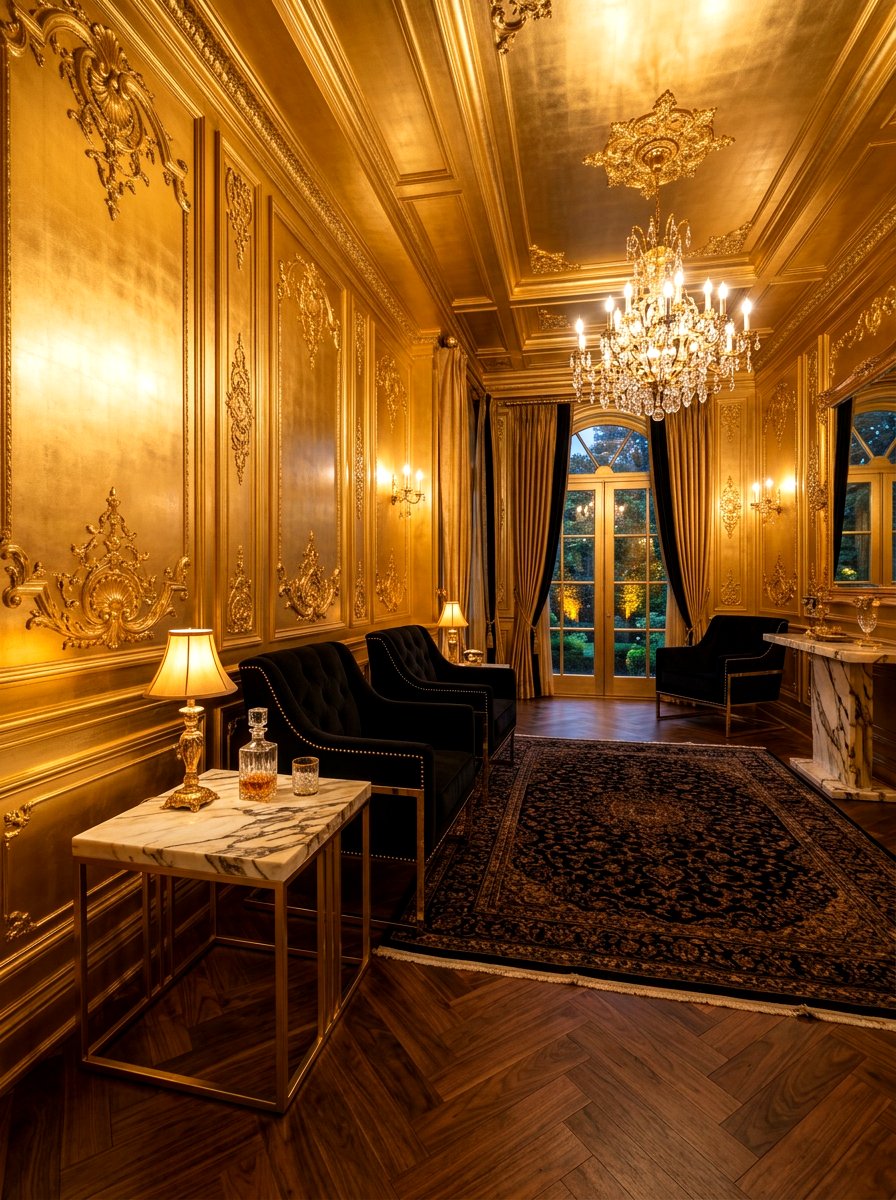 Metallic Gold Lacquer Room - 30 lacquered room ideas