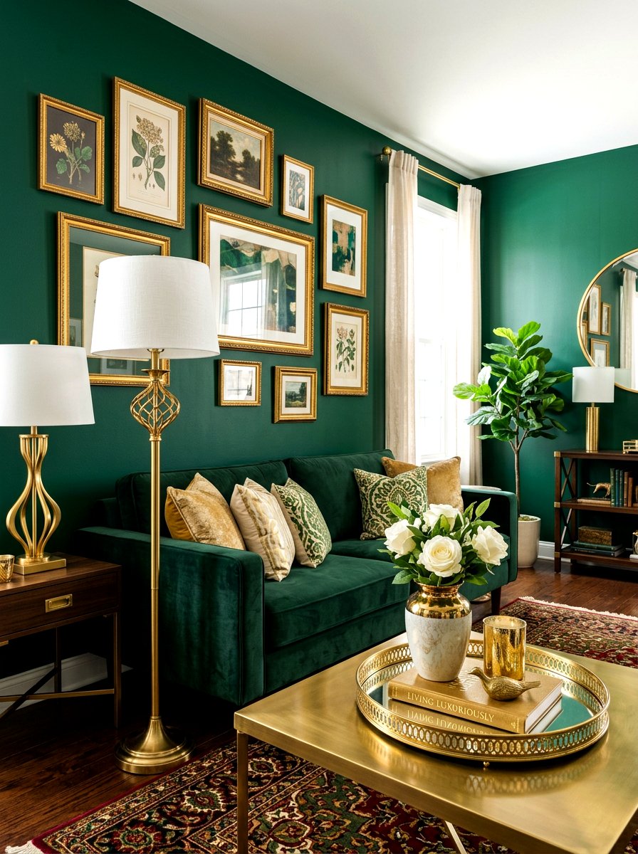 Metallic Gold Living Room Accents - 30 playful maximalist living room ideas