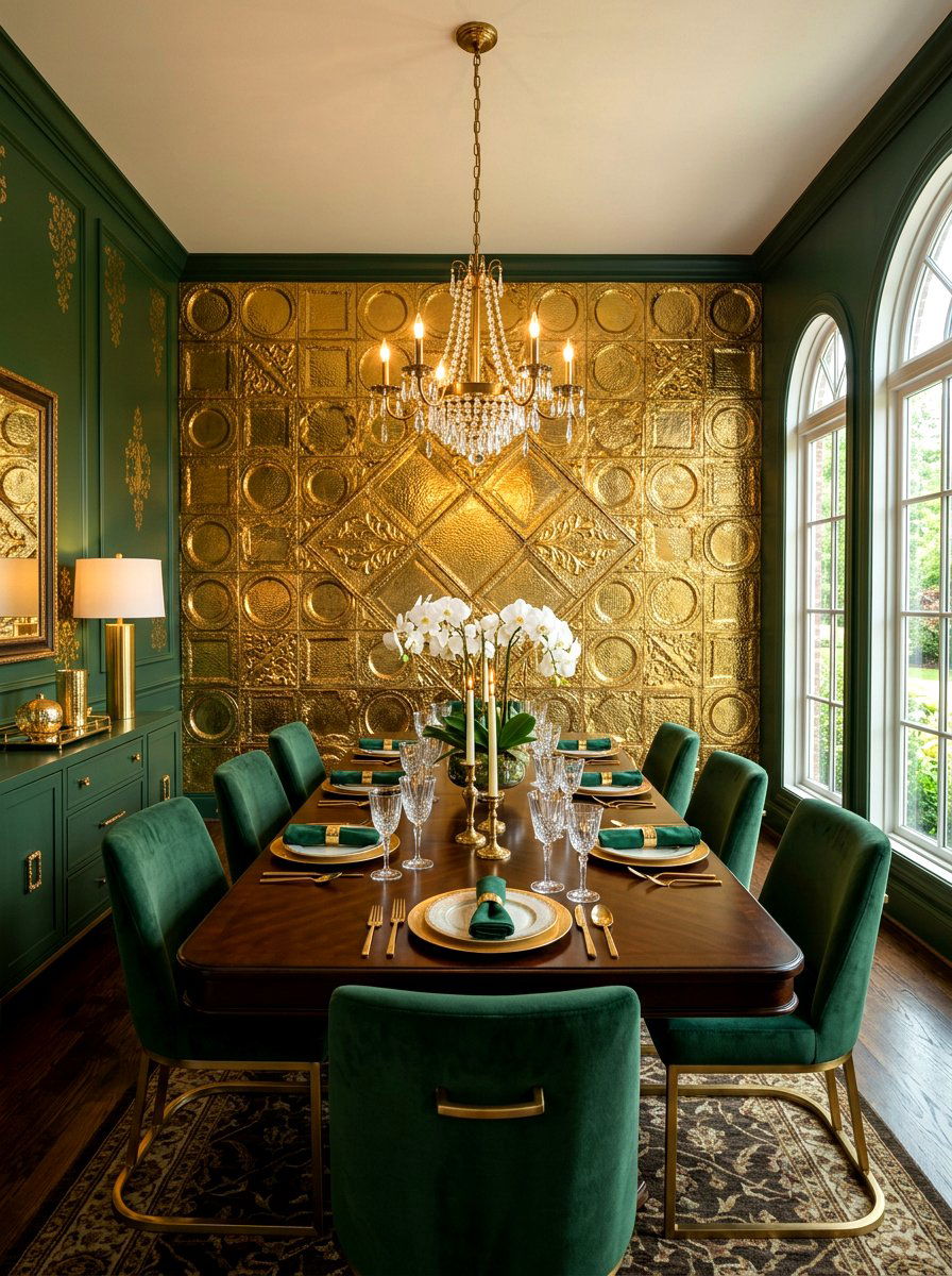 Metallic Gold Plate Wall - 30 plate wall dining room ideas