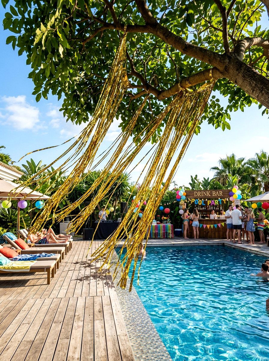 Metallic Gold Streamer - 30 pool party decor ideas
