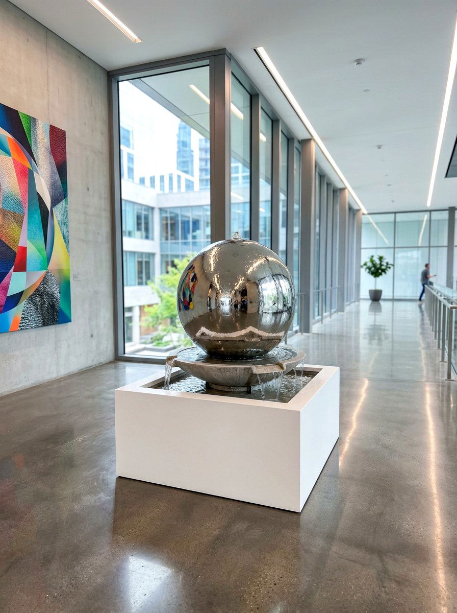 Metallic Orb Fountain - 30 tabletop fountain ideas