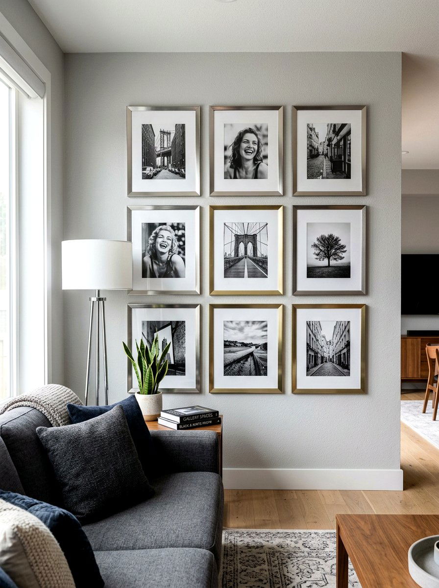 Metallic Picture Frames - 30 chrome aesthetic living room ideas