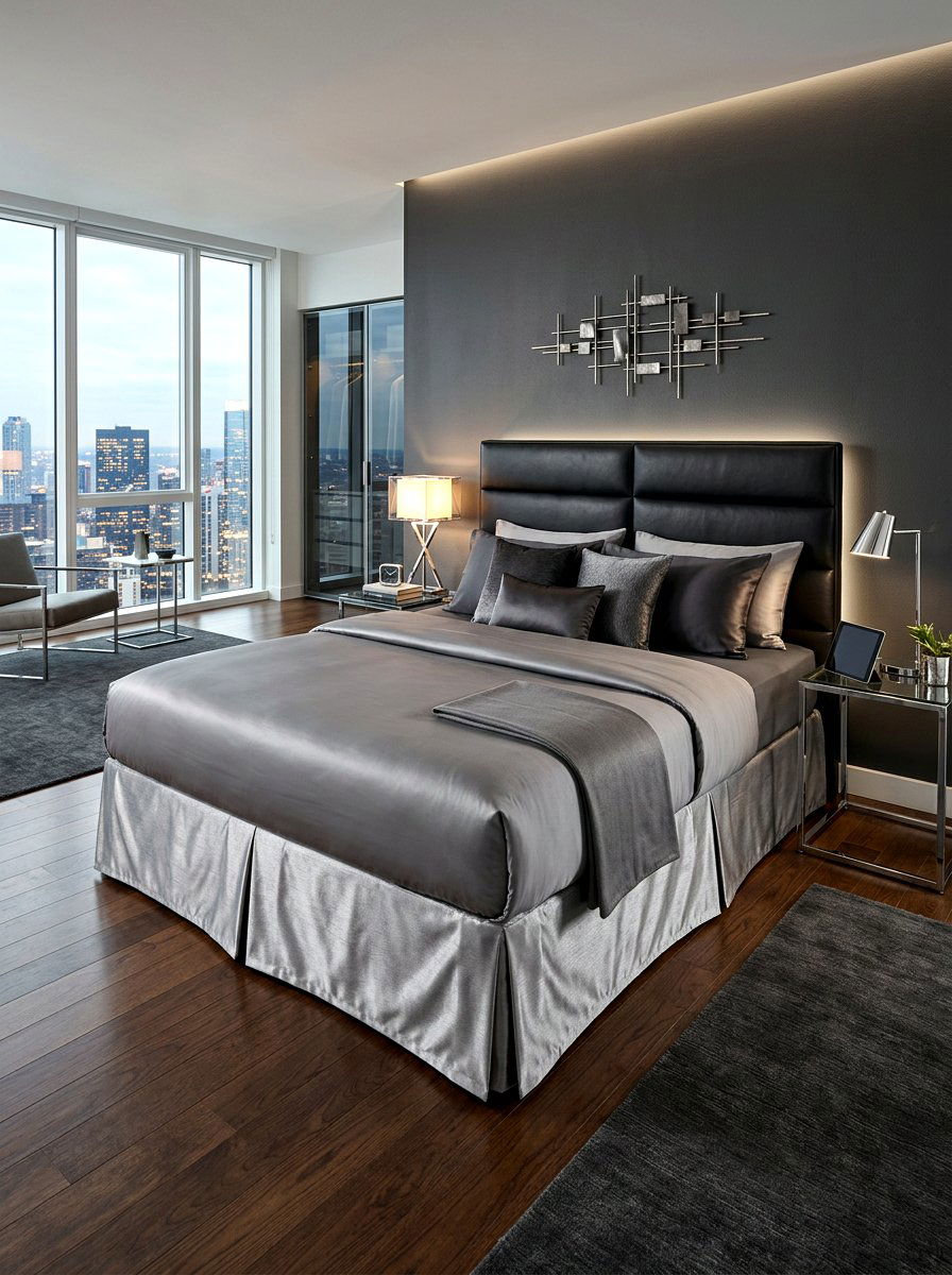 Metallic Sheen Tailored Bed Skirt - 30 tailored bed skirt ideas