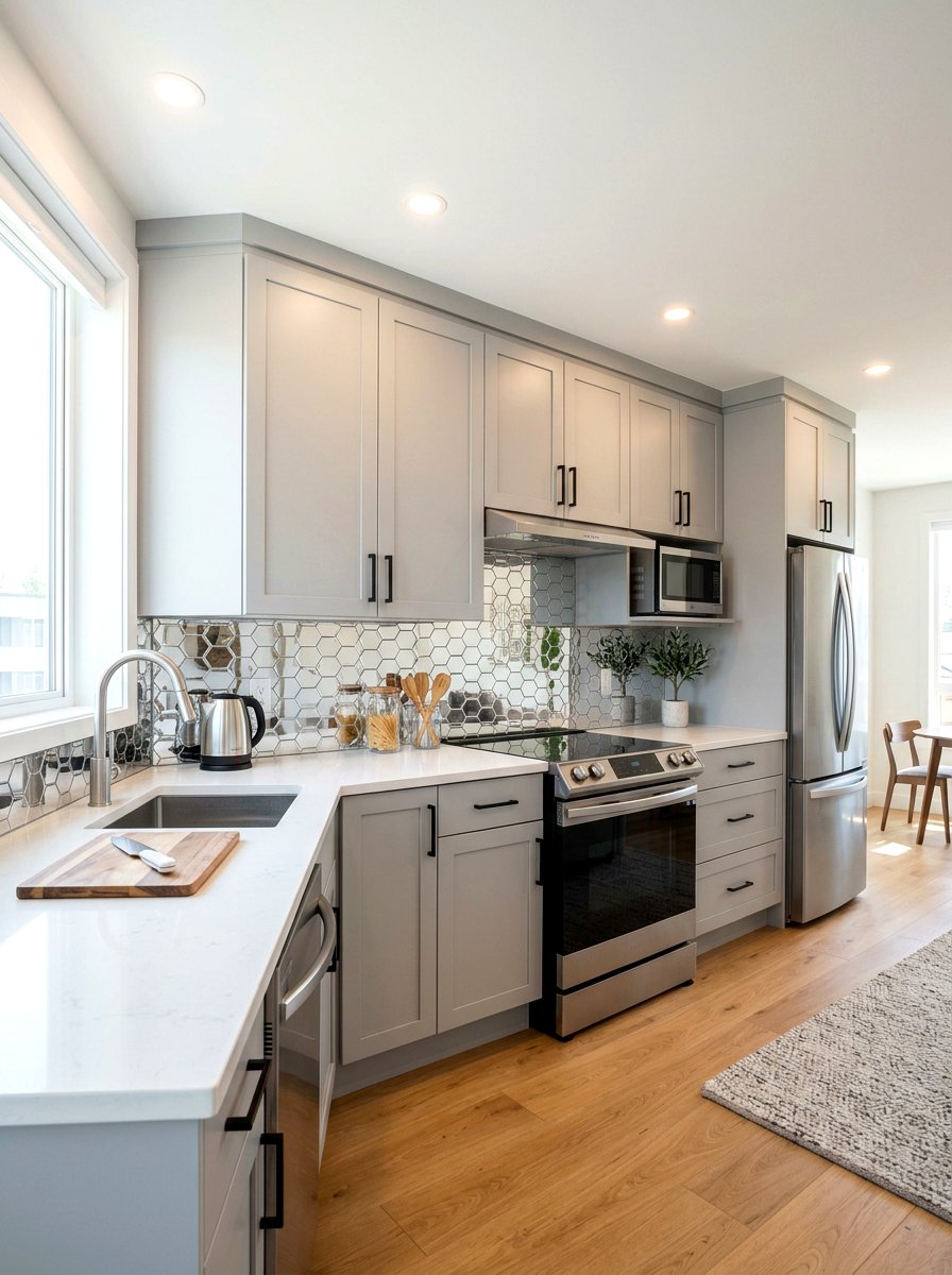 Metallic Silver Peel And Stick Mirror - 30 mirror tile backsplash ideas