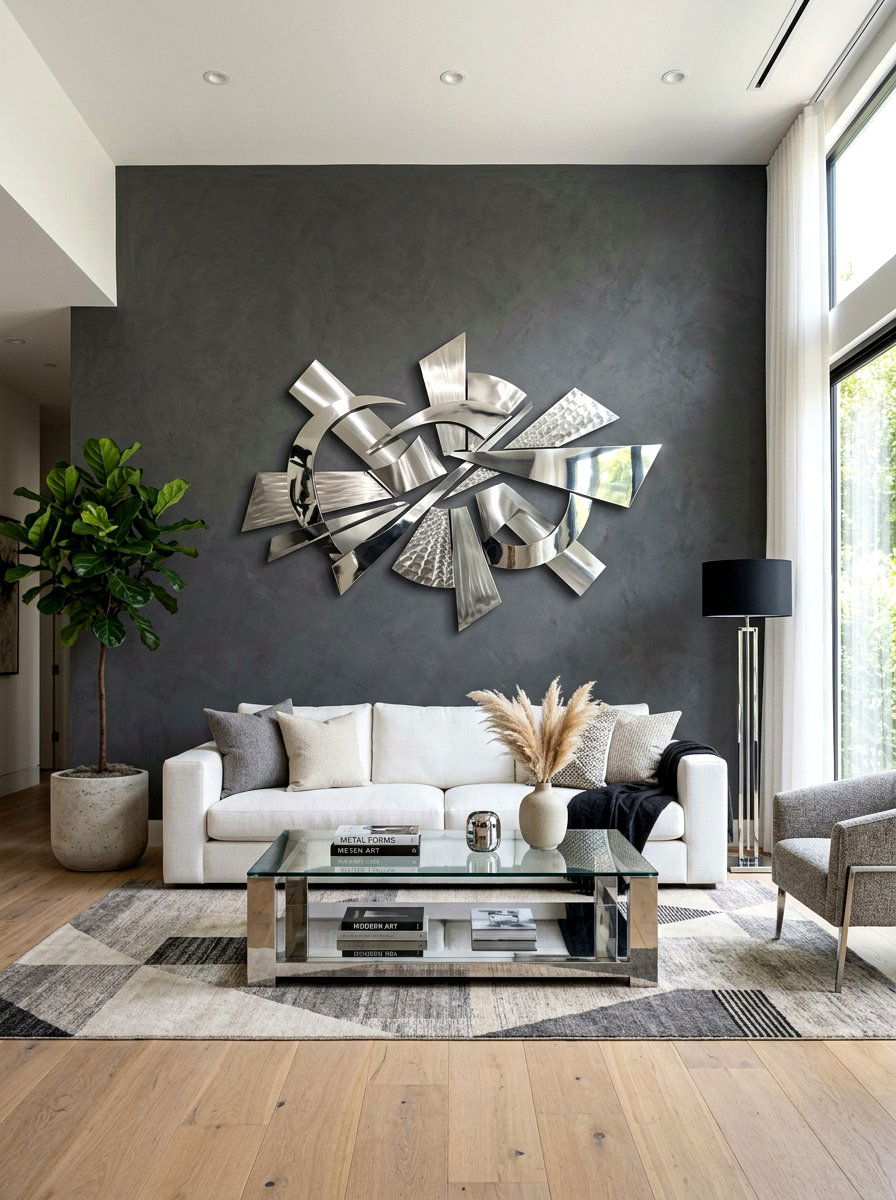 Metallic Wall Decor - 30 chrome aesthetic living room ideas