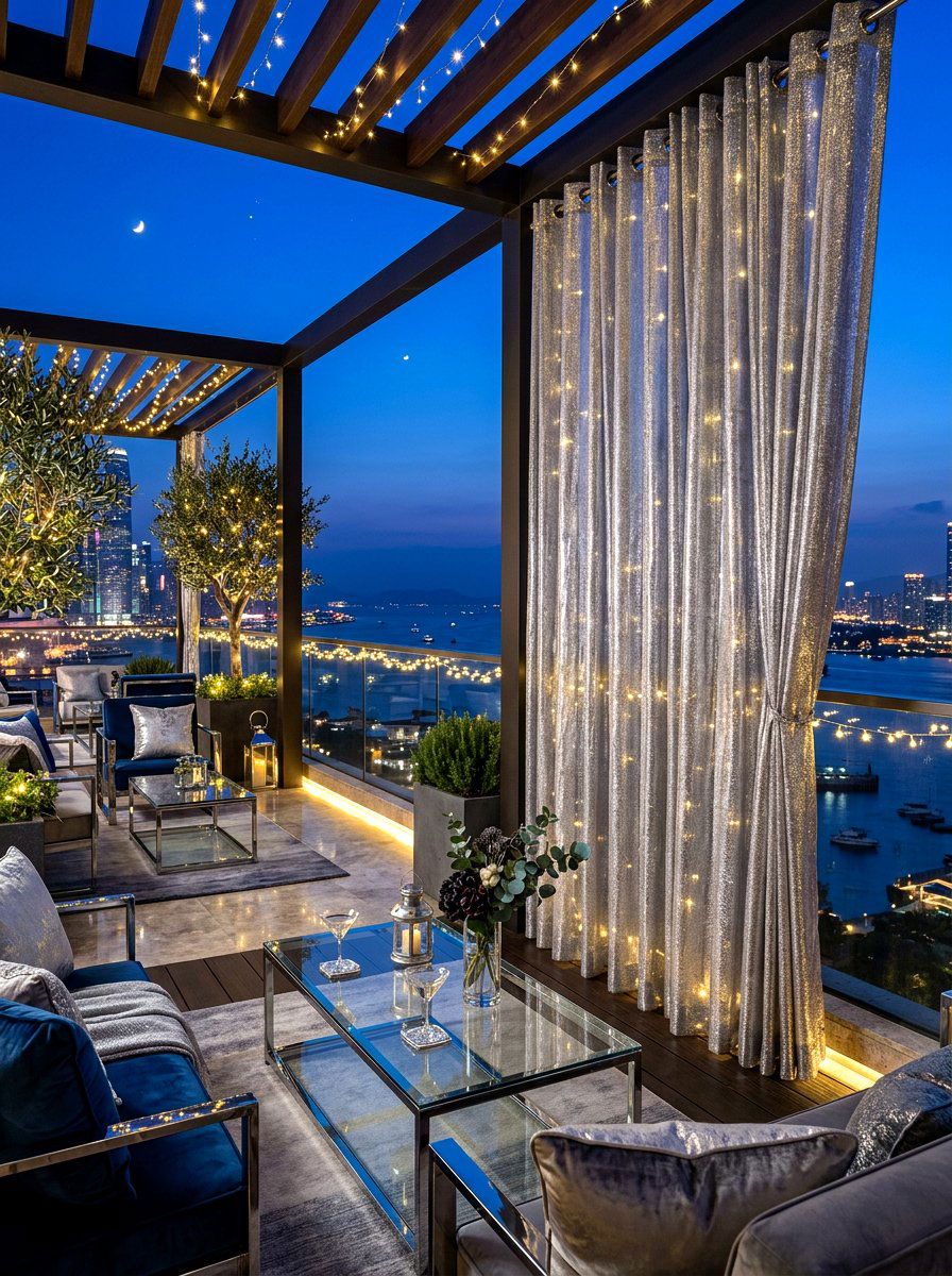 Metallic accent curtains - 30 cabana curtain ideas