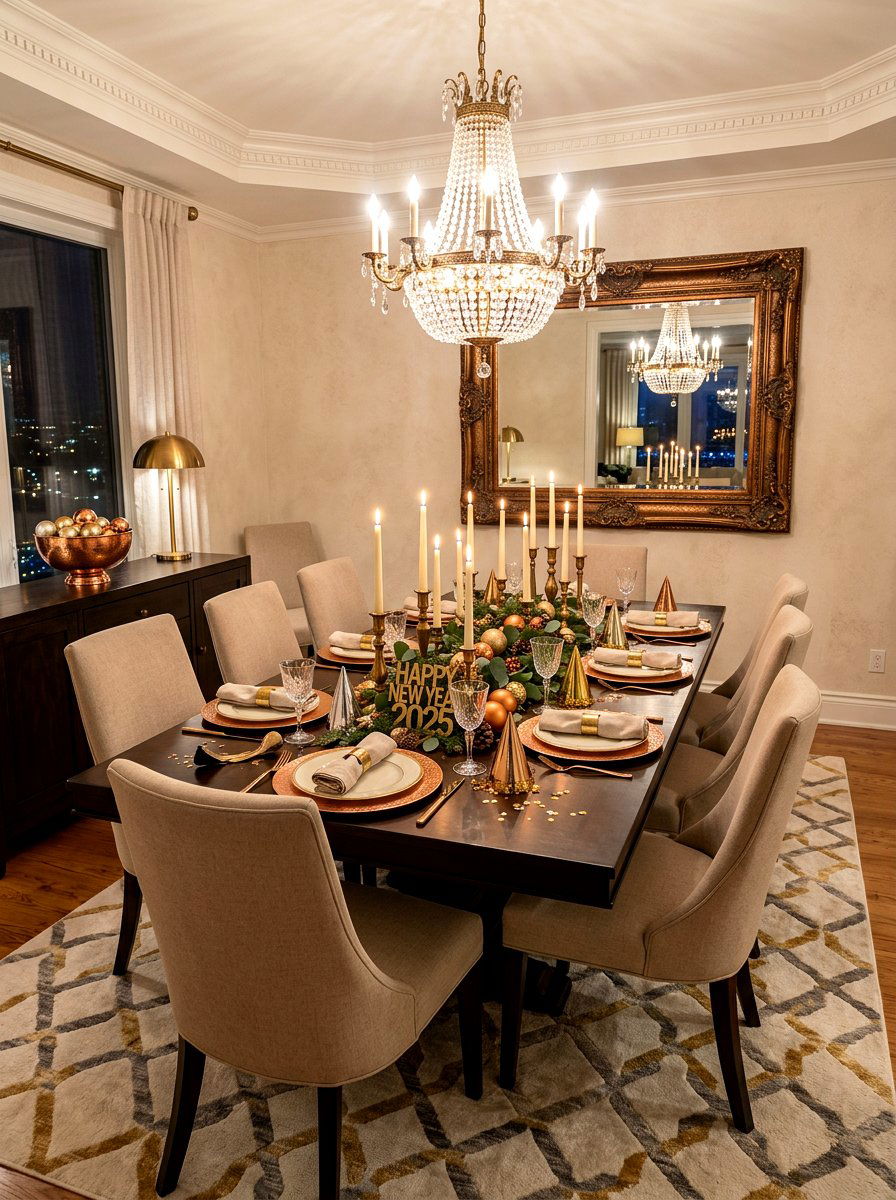 Metallic accent dining room - 30 New Year dining room ideas