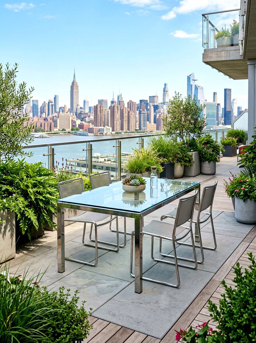 Metallic dining set - 30 chrome outdoor accent ideas