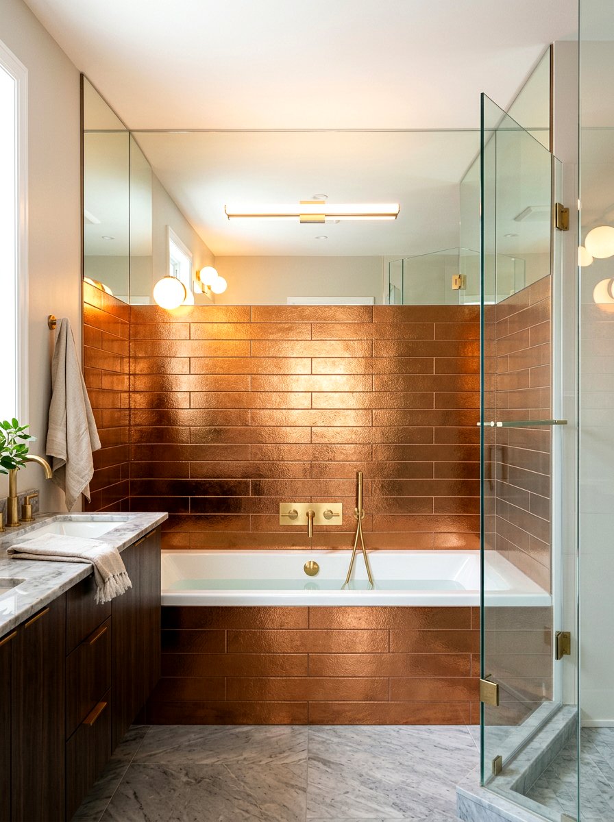 Metallic finish tile - 30 tub surround ideas