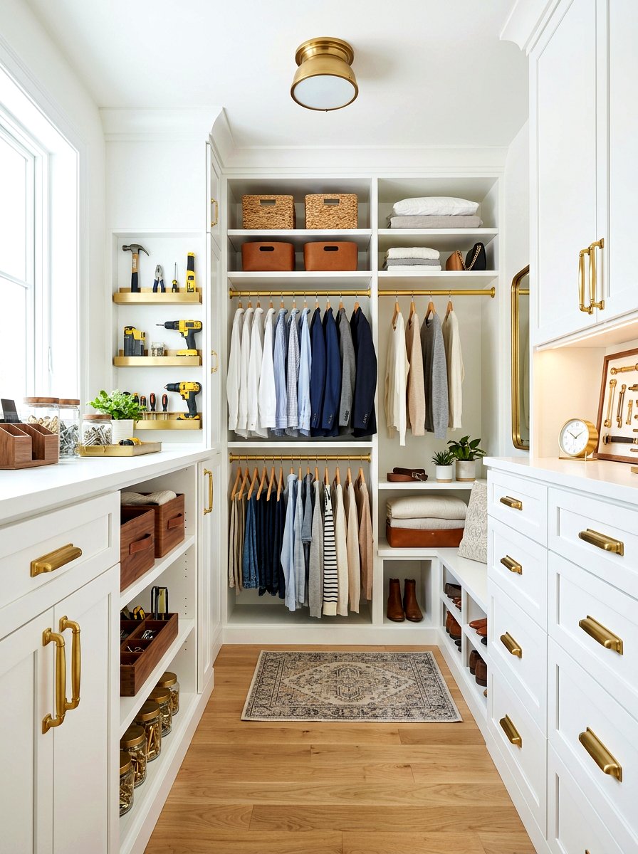 Metallic hardware closet makeover - 30 glam closet ideas
