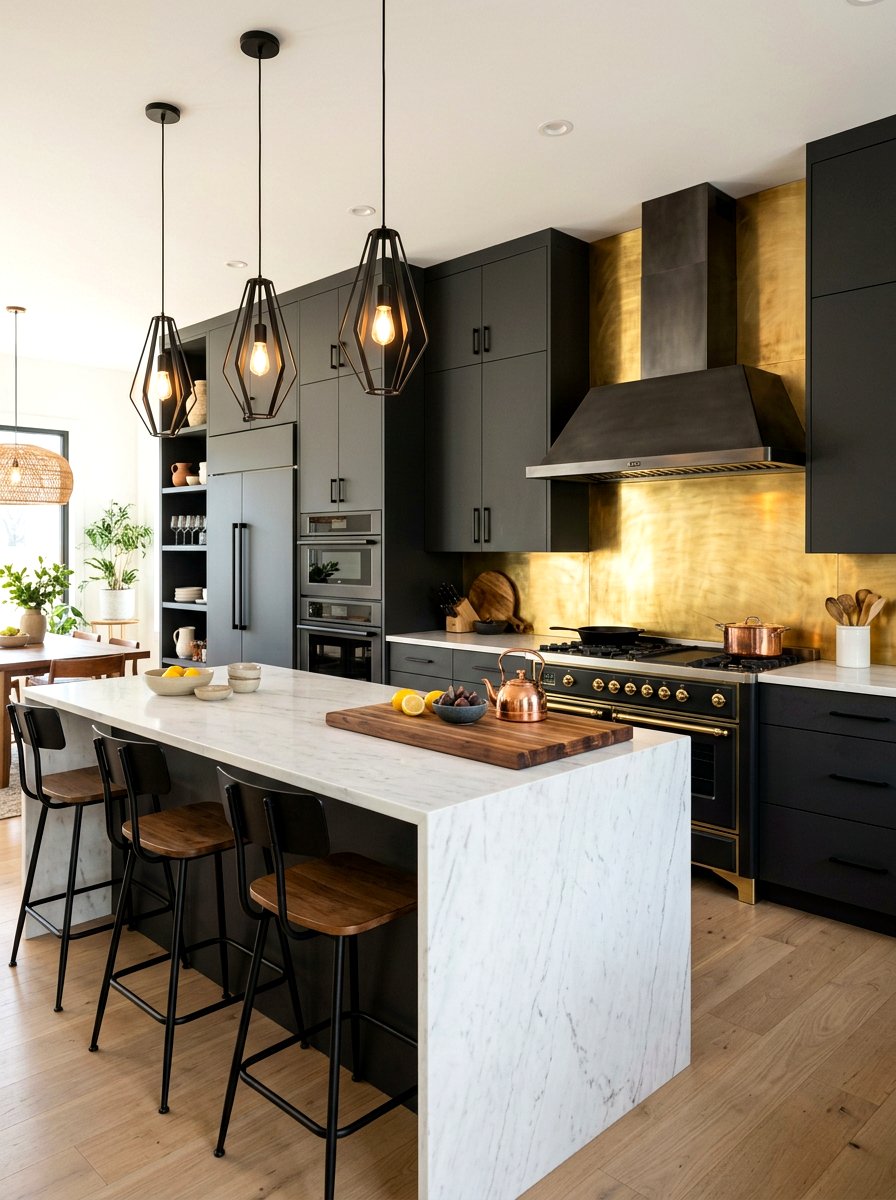 Metallic kitchen backsplash - 30 neo deco kitchen ideas