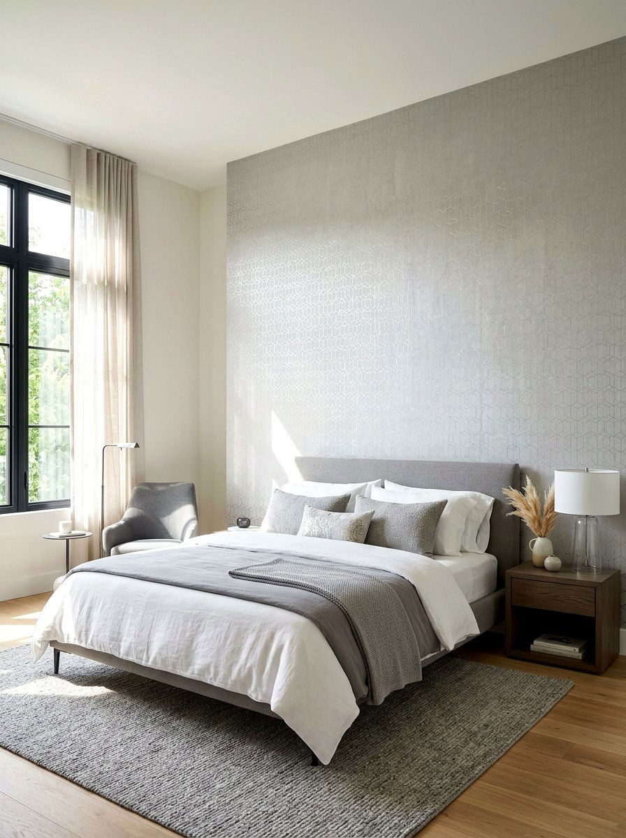 Metallic silver wallpaper - 30 silver chrome bedroom ideas