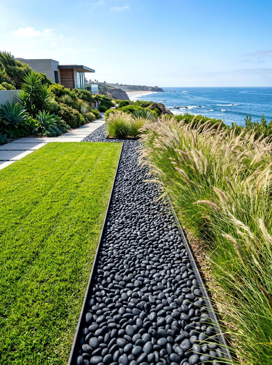 Mexican Beach Pebble Border - 30 decorative stone ideas