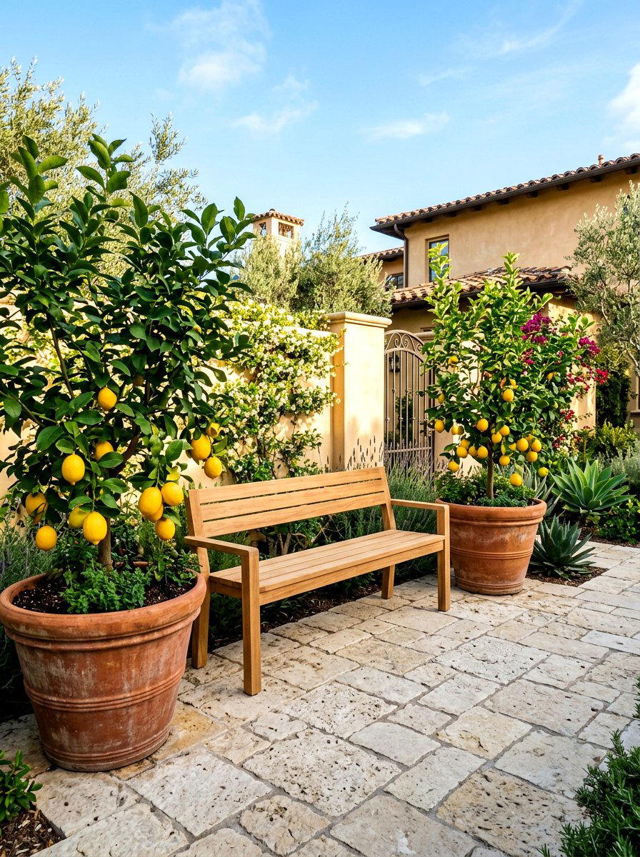 Meyer Lemon Patio Garden - 30 dwarf citrus garden ideas