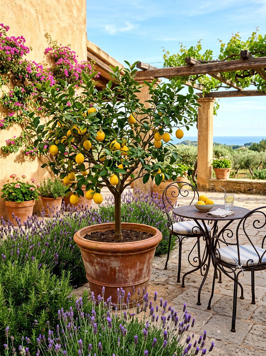 Meyer Lemon Tree Potted Arrangement - 30 citrus patio tree ideas
