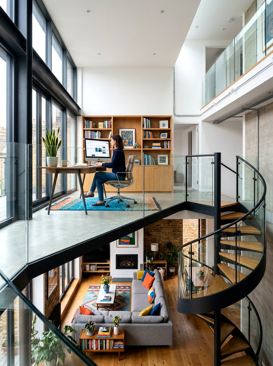 Mezzanine Level With Home Office - 30 micro living ideas