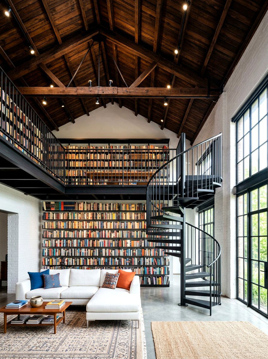 Mezzanine Library Living Room - 30 reading salon living room ideas