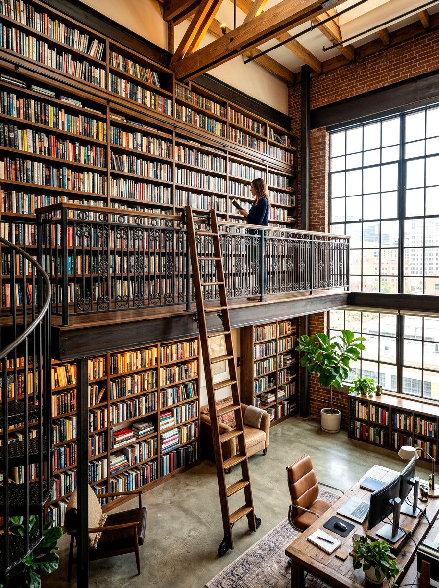 Mezzanine Office Library - 30 ladder library office ideas