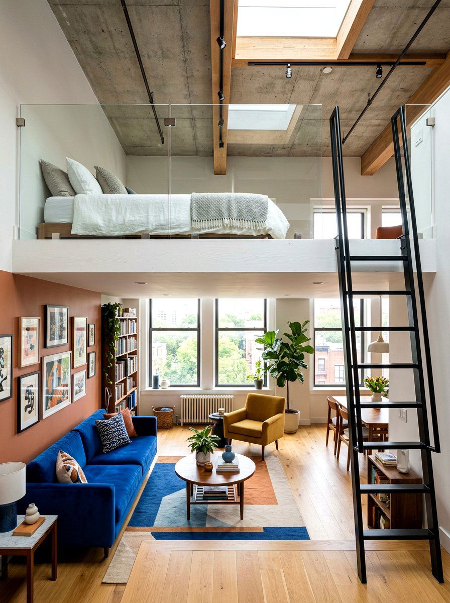 Mezzanine level sleeping - 30 broken floor plan apartment ideas