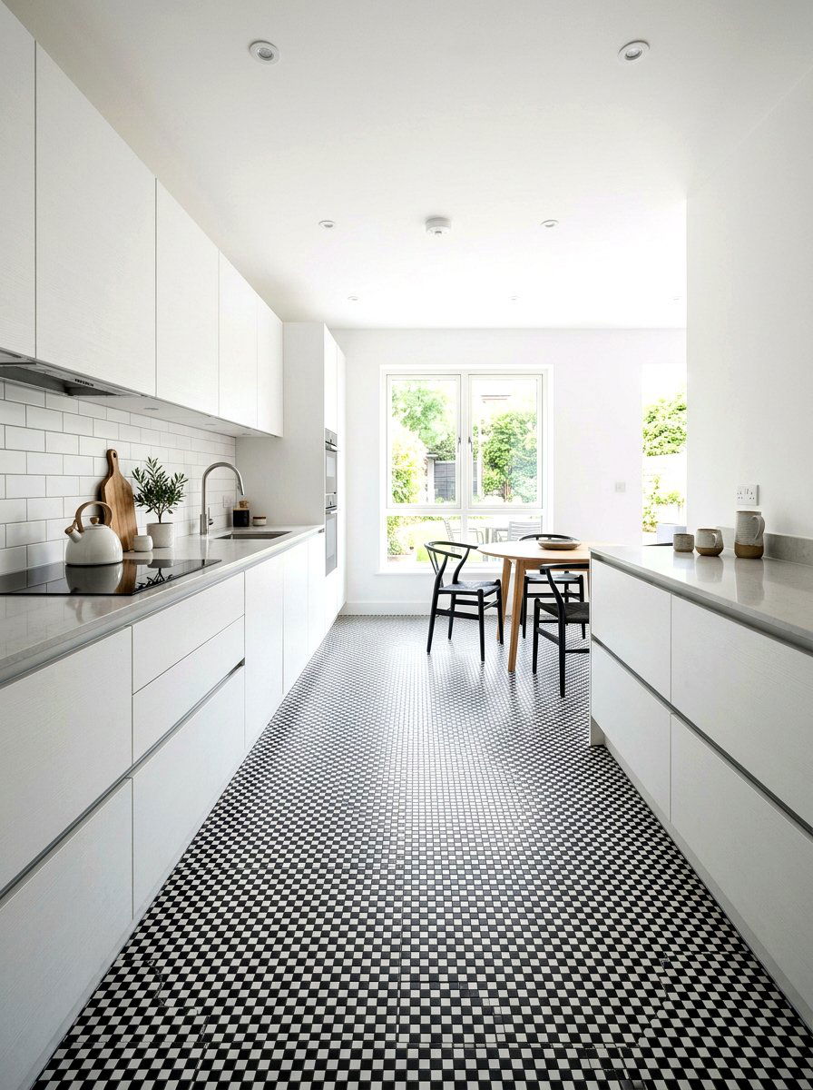 Micro checkerboard floor tile - 30 checkerboard kitchen tile ideas