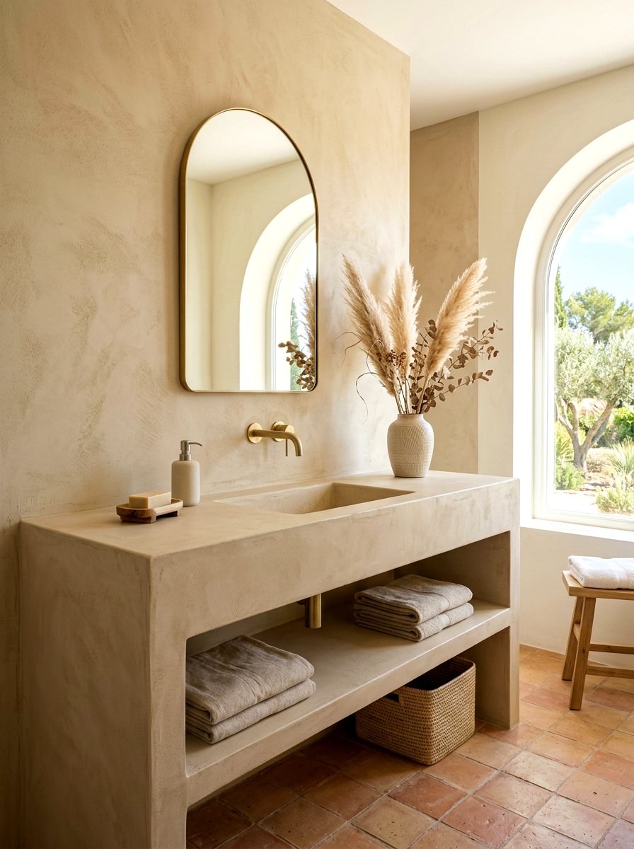 Microcement Vanity - 30 integrated vanity sink ideas