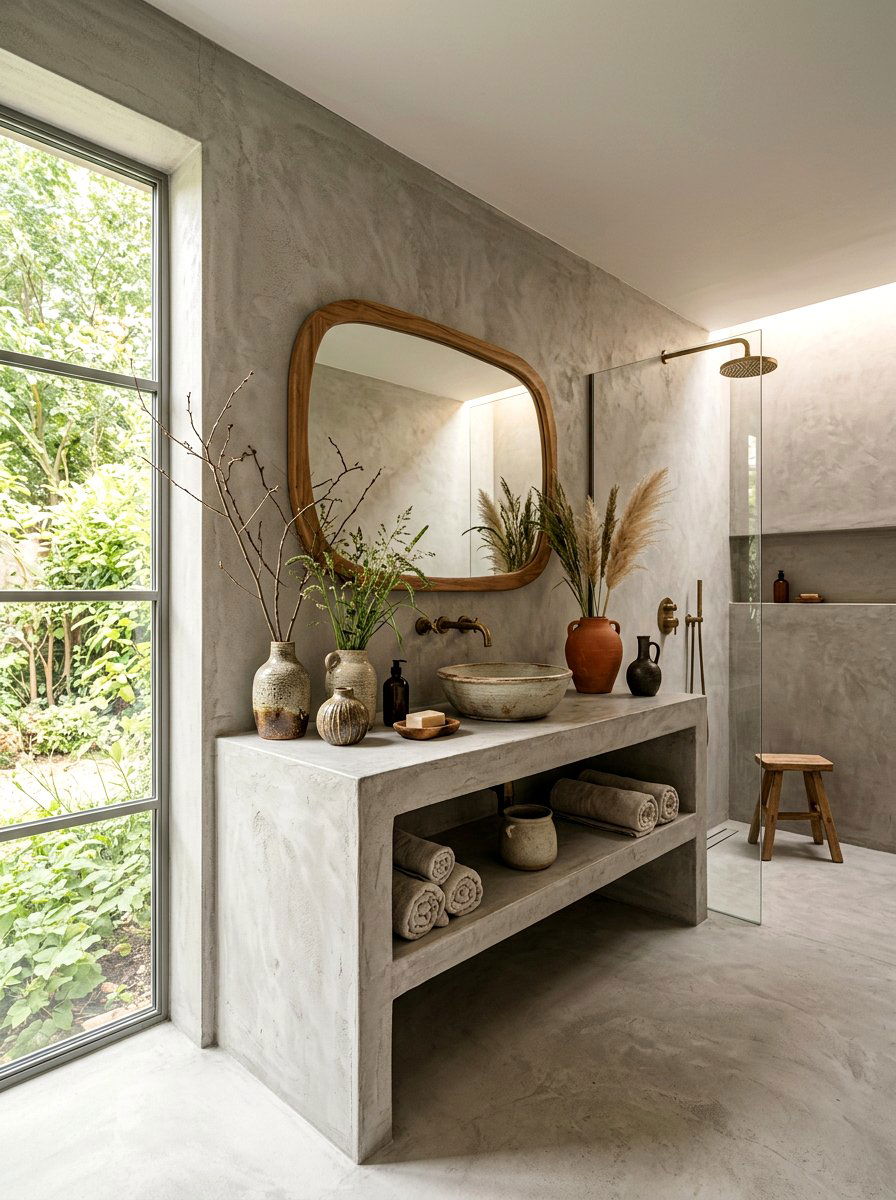 Microcement bathroom vanity - 30 integrated sink countertop ideas