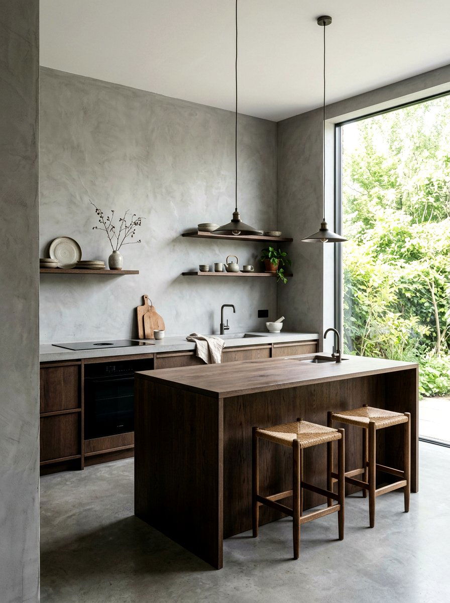 Microcement kitchen walls - 30 wabi sabi kitchen ideas
