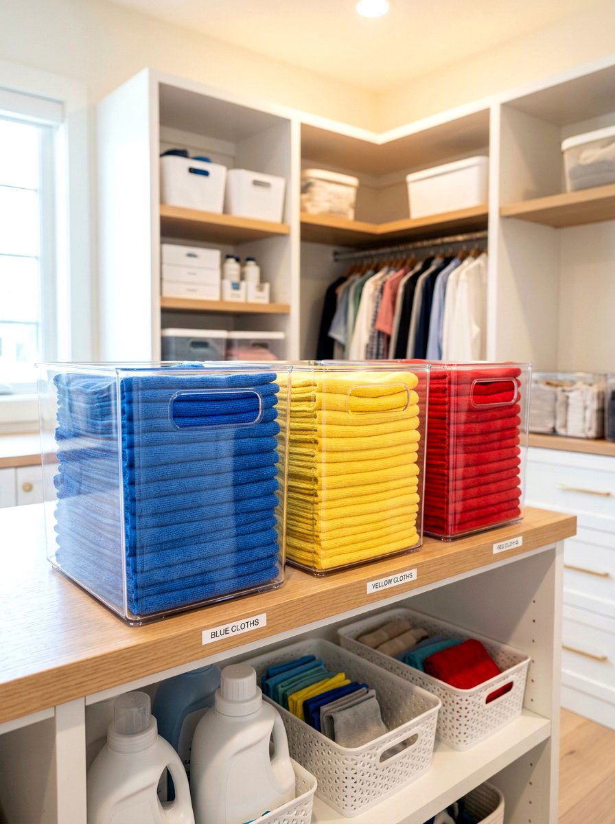 Microfiber Cloth Color Coding - 30 cleaning closet organization ideas