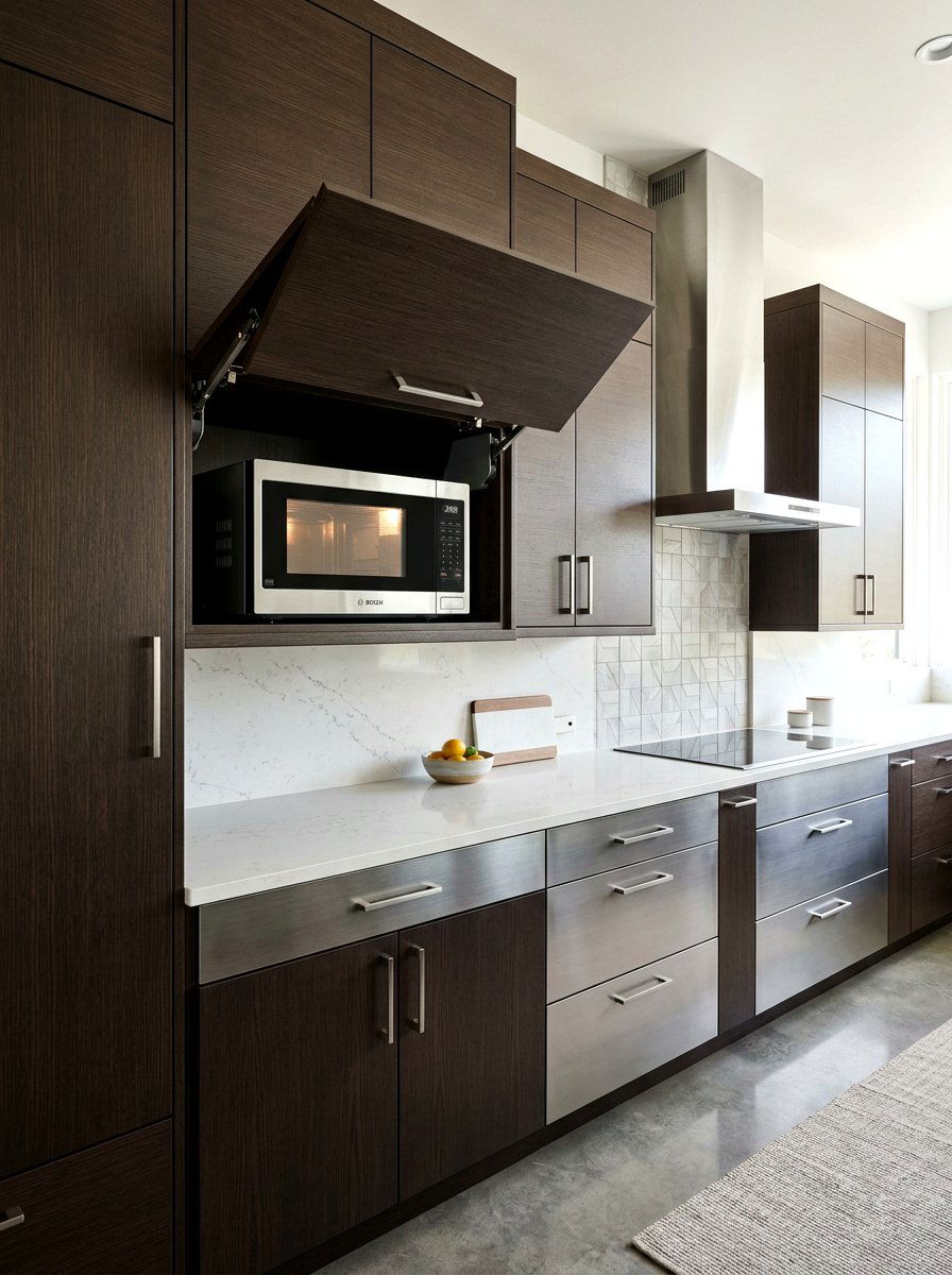Microwave Cabinet With Door - 30 concealed kitchen storage ideas