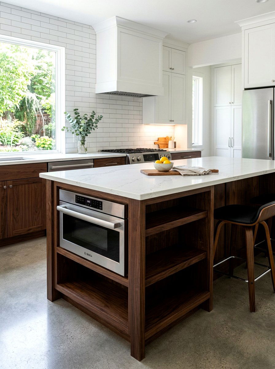 Microwave cabinet niche - 30 island end cap ideas